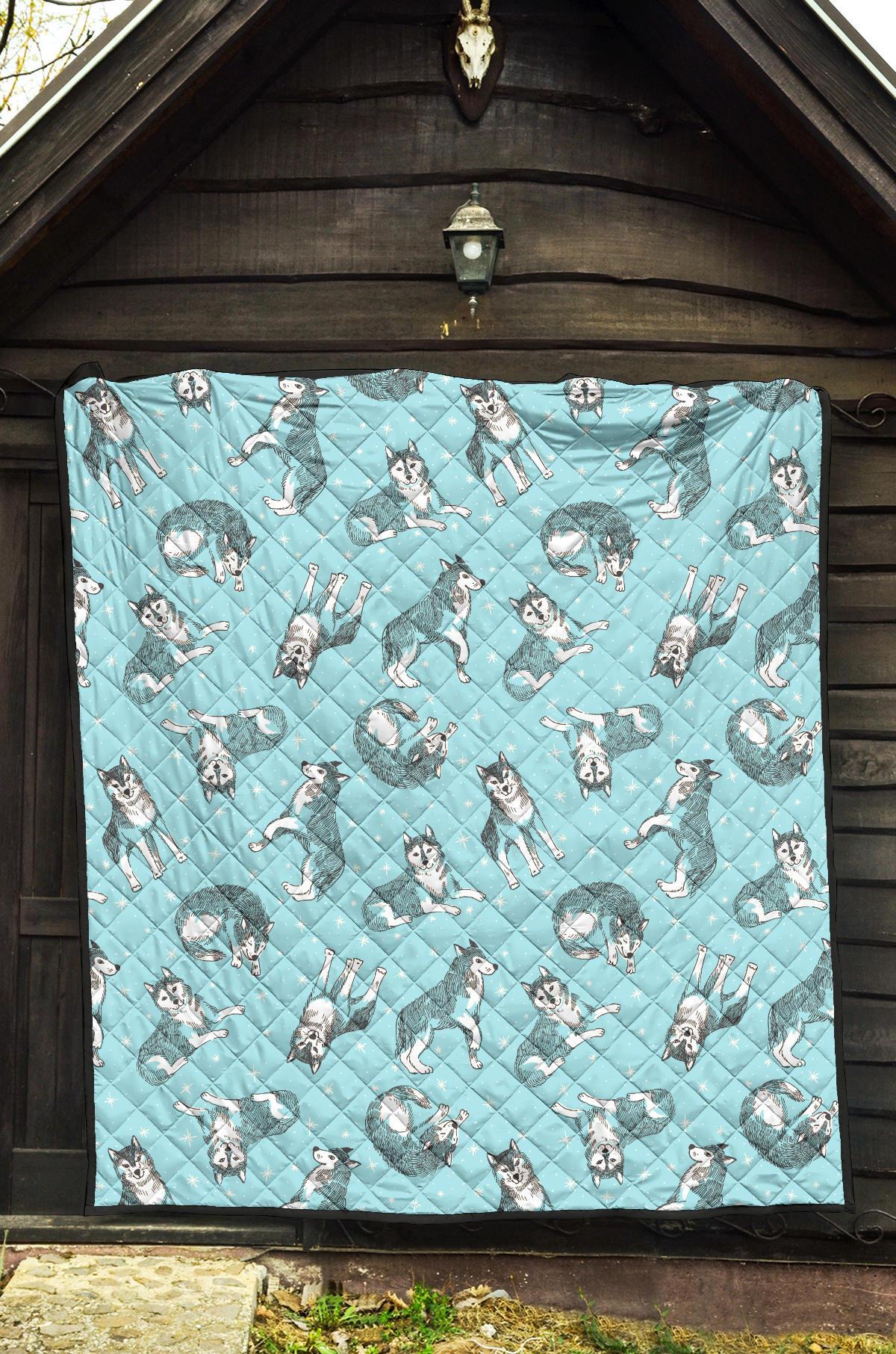 Wolf Hand Drawn Pattern Print Quilt-grizzshop