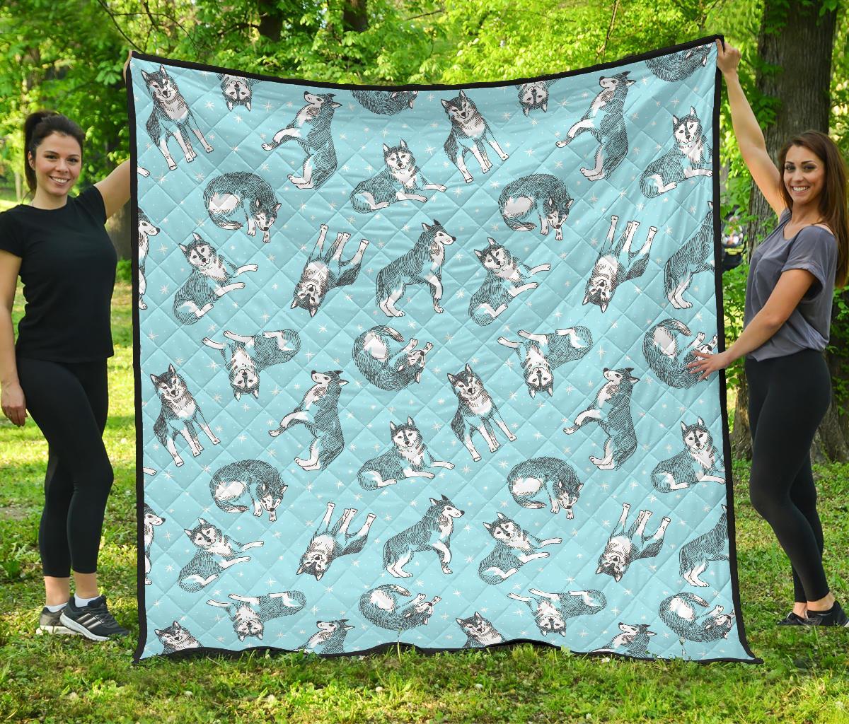 Wolf Hand Drawn Pattern Print Quilt-grizzshop