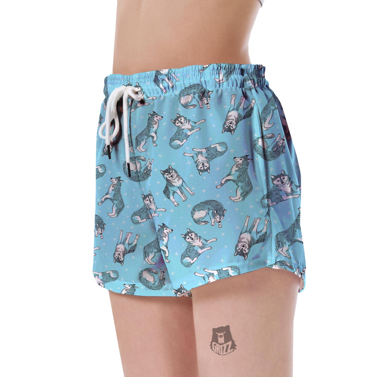 Wolf Hand Drawn Pattern Print Women's Shorts-grizzshop