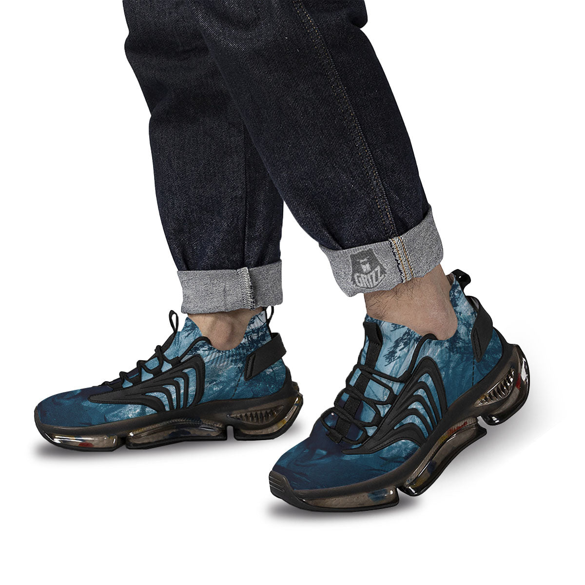 Wolf Jungle Print Black Gym Shoes-grizzshop