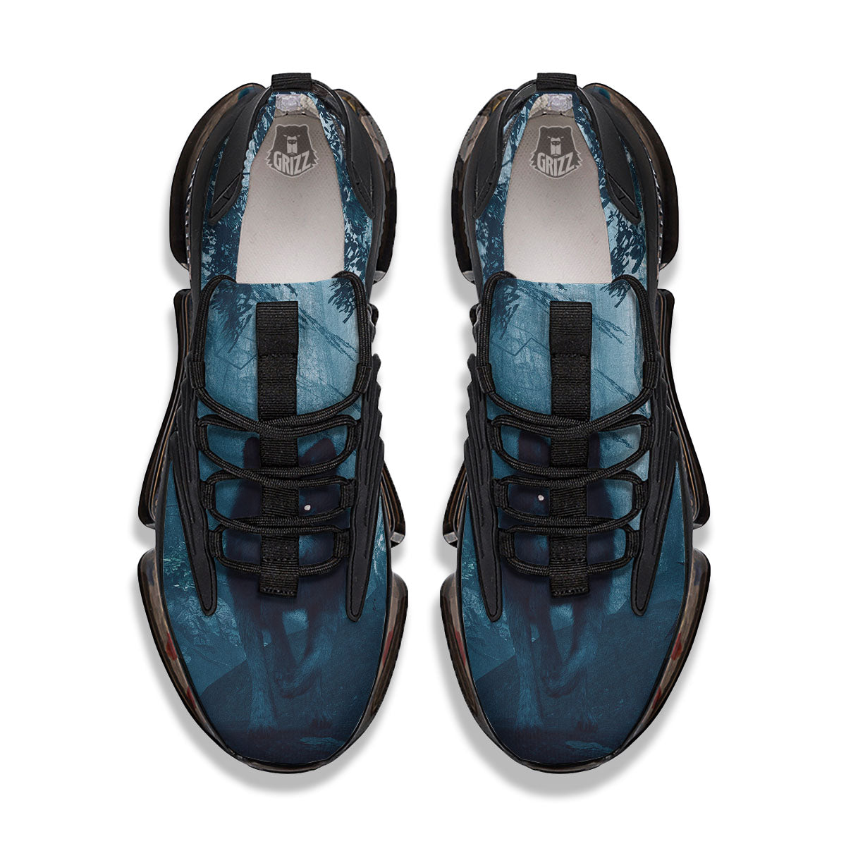 Wolf Jungle Print Black Gym Shoes-grizzshop