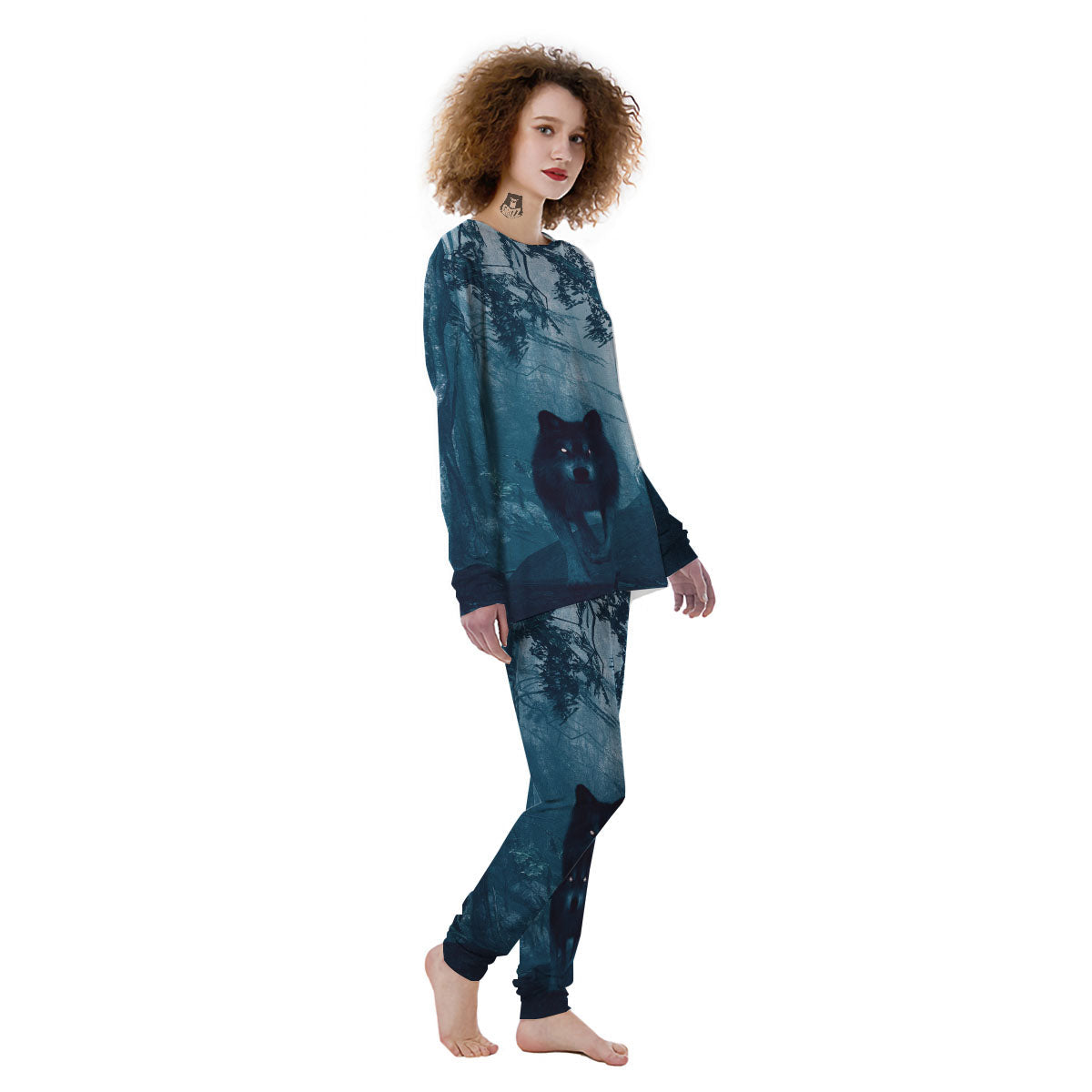 Wolf Jungle Print Women's Pajamas-grizzshop