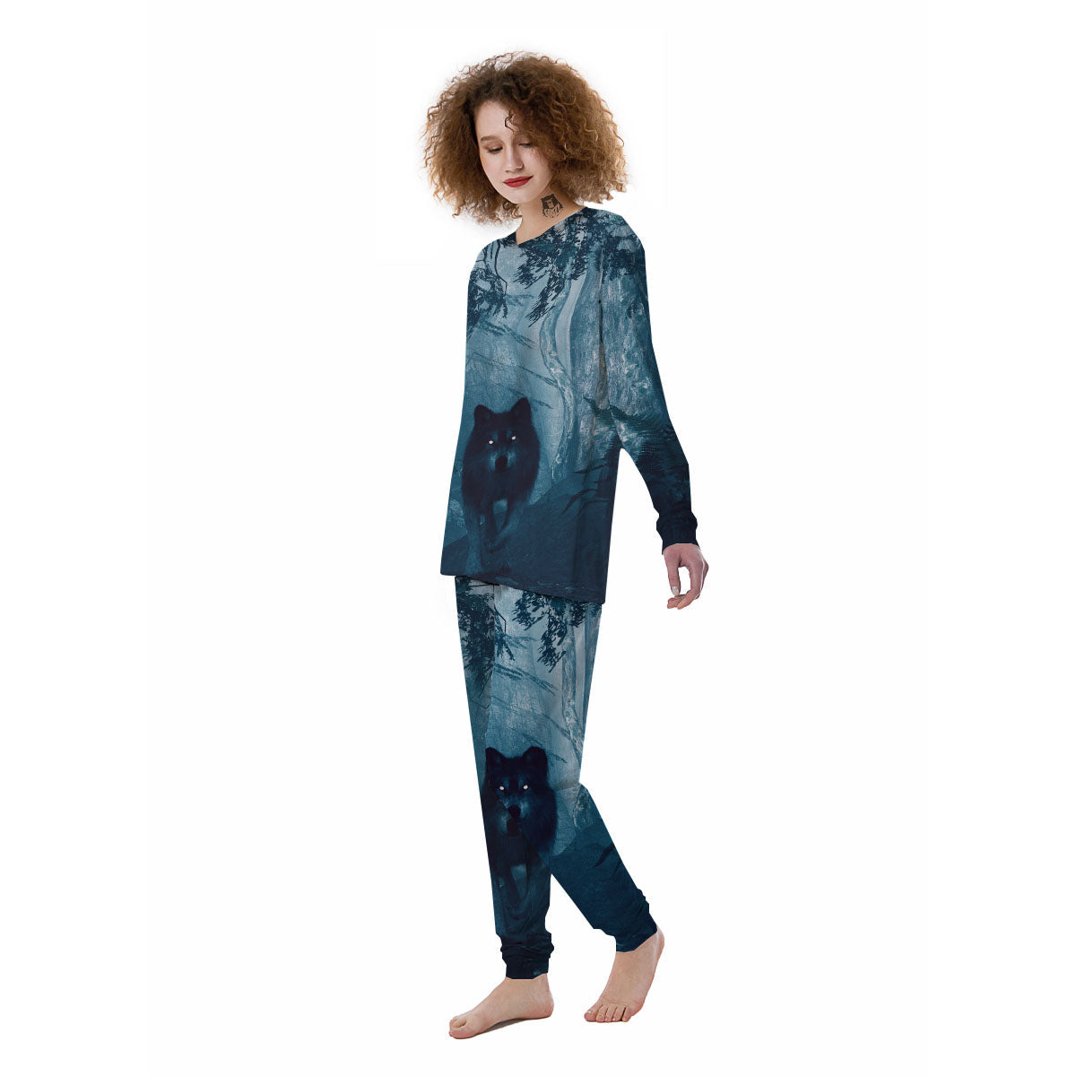 Wolf Jungle Print Women's Pajamas-grizzshop