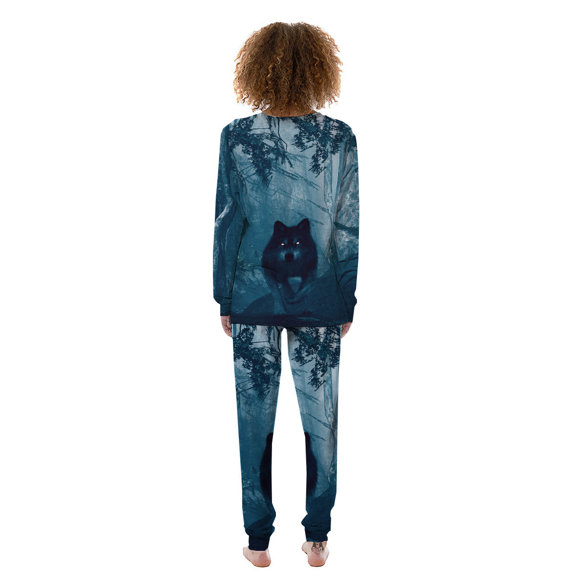 Wolf Jungle Print Women's Pajamas-grizzshop