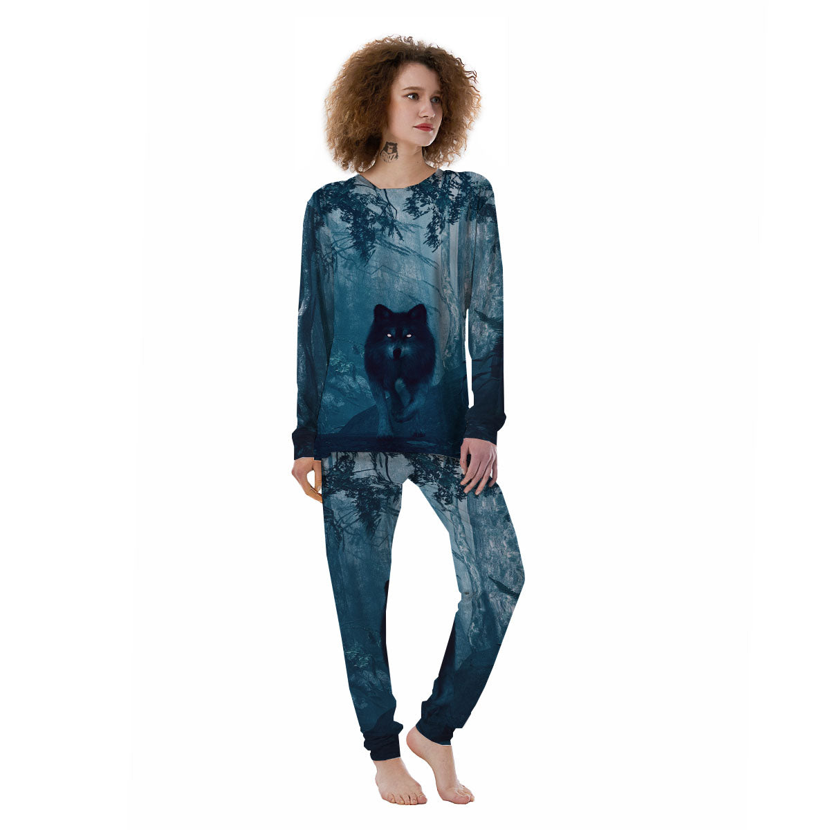 Wolf Jungle Print Women's Pajamas-grizzshop