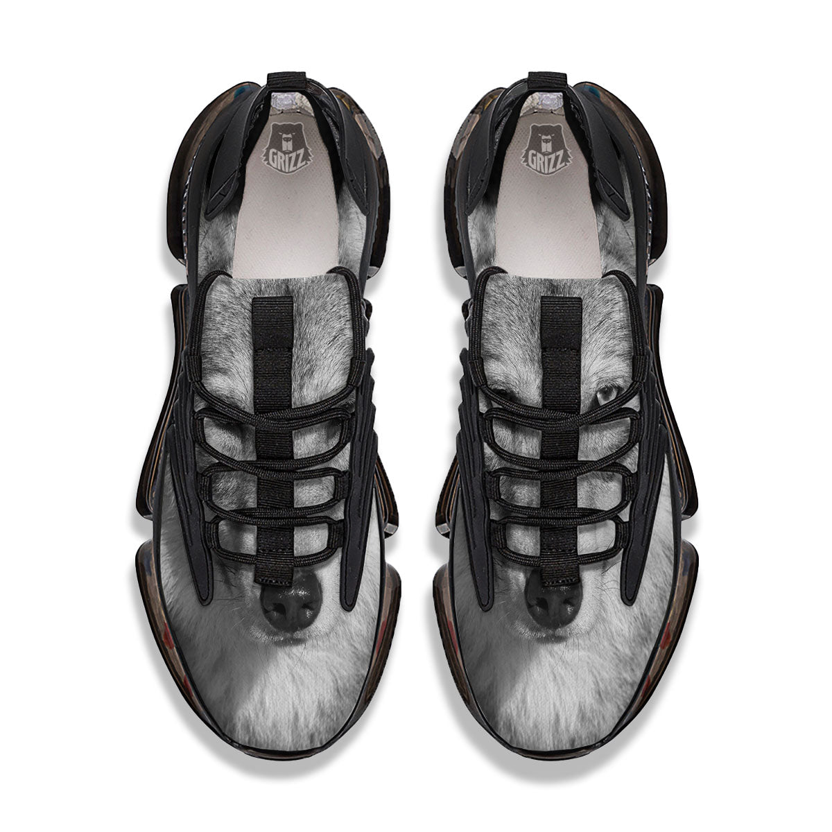 Wolf Monochrome Print Black Gym Shoes-grizzshop