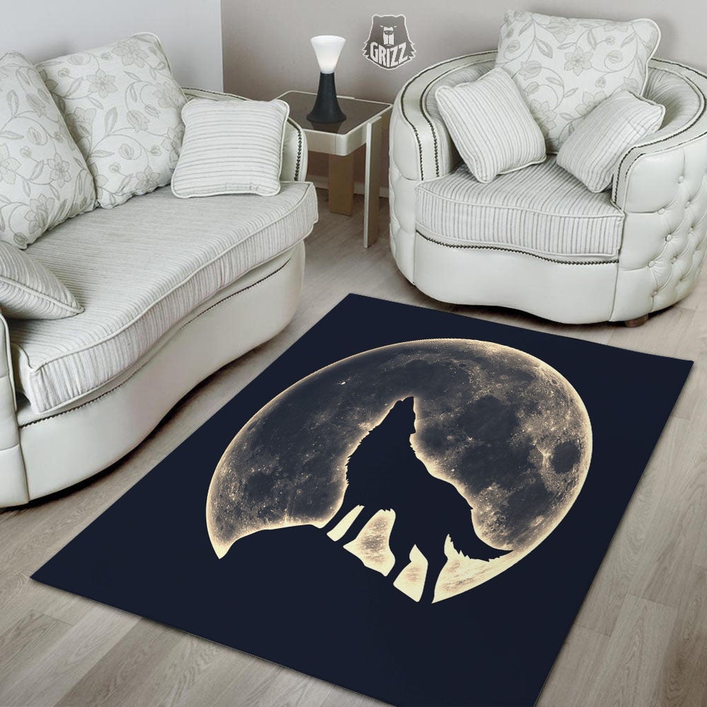Wolf Moonlight Print Floor Mat-grizzshop