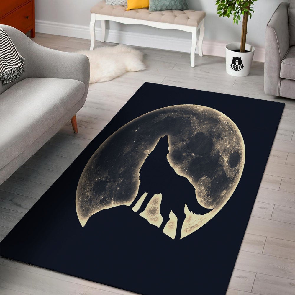 Wolf Moonlight Print Floor Mat-grizzshop