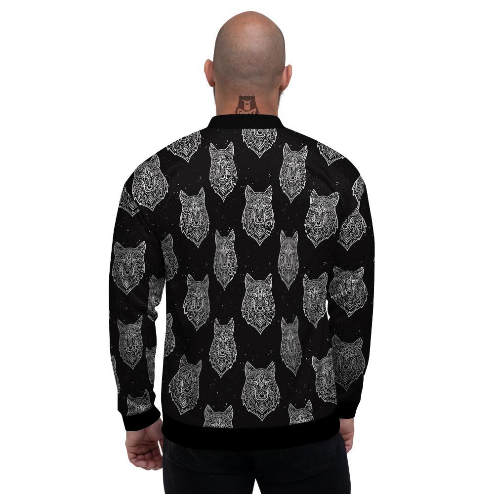 Wolf Native Tribal Print Pattern Men's Bomber Jacket-grizzshop