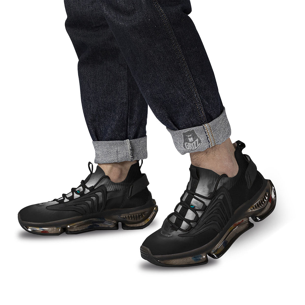 Wolf Painting Watercolor Print Black Gym Shoes-grizzshop