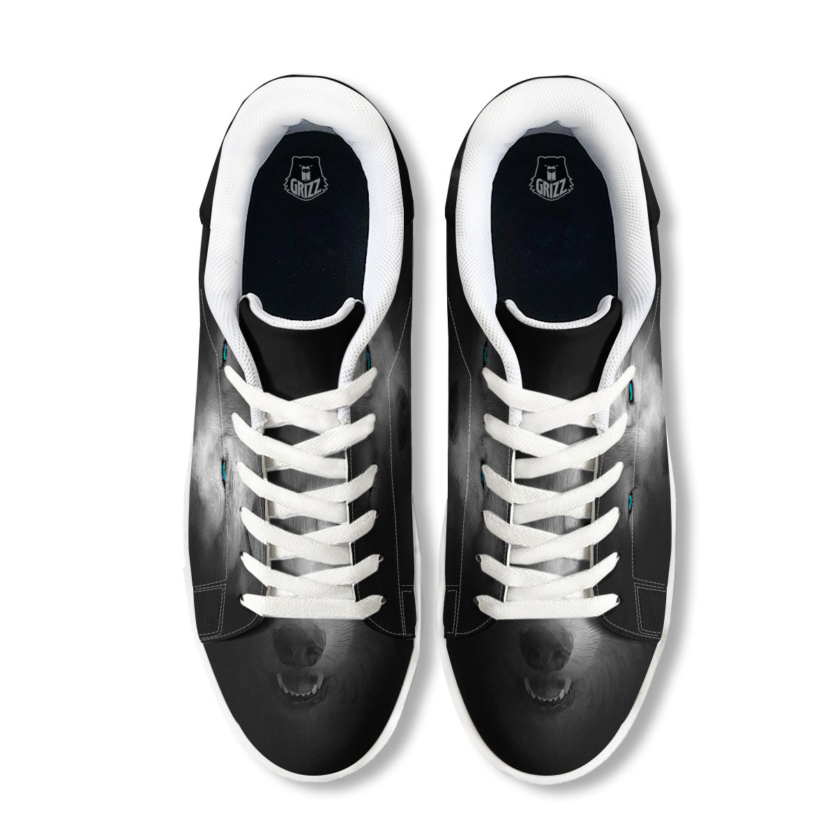 Wolf Painting Watercolor Print White Low Top Sneakers-grizzshop