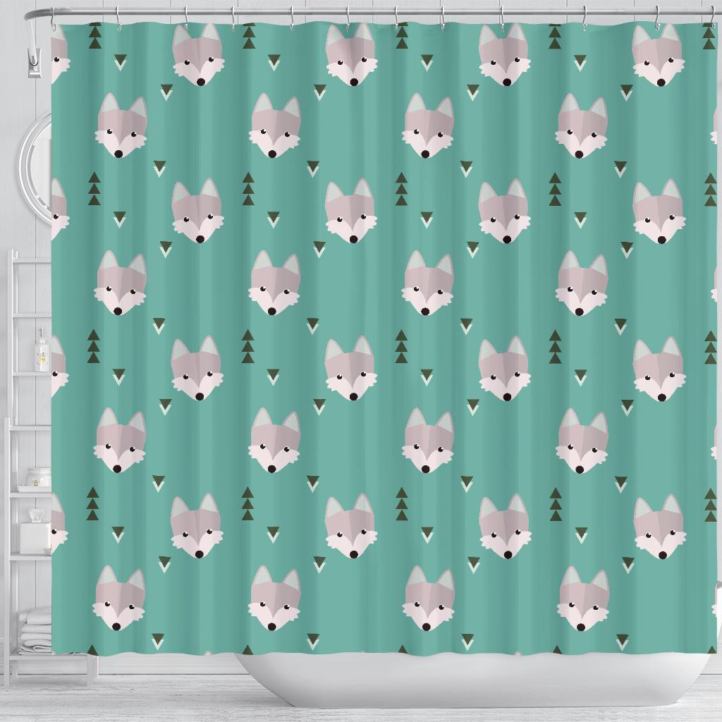 Wolf Pattern Print Bathroom Shower Curtain-grizzshop