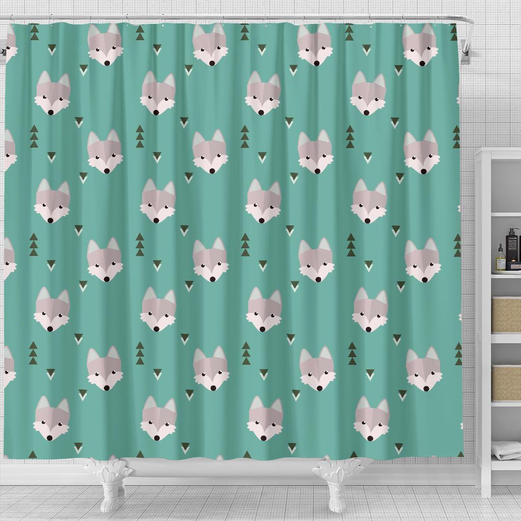 Wolf Pattern Print Bathroom Shower Curtain-grizzshop