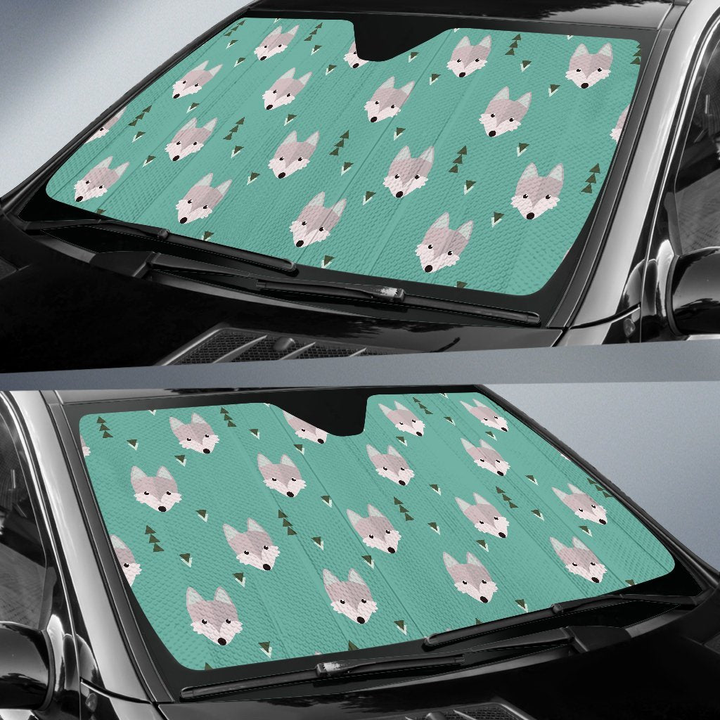 Wolf Pattern Print Car Sun Shade-grizzshop