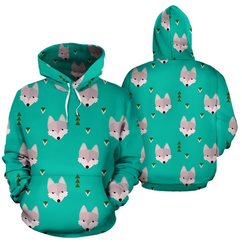 Wolf Pattern Print Men Women Pullover Hoodie-grizzshop