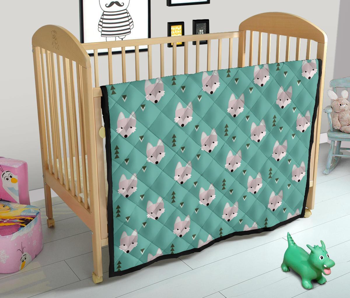 Wolf Pattern Print Quilt-grizzshop