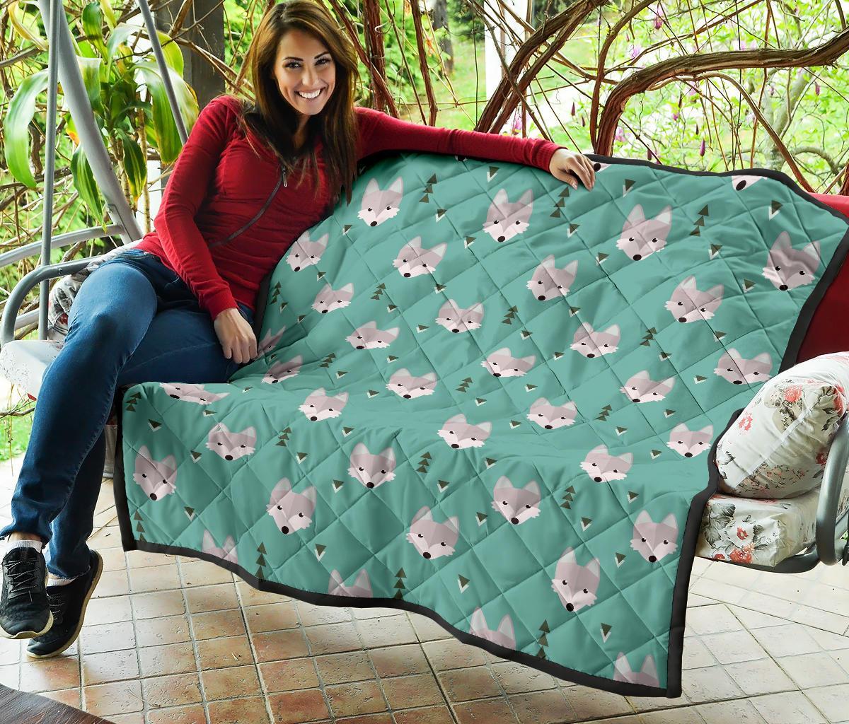 Wolf Pattern Print Quilt-grizzshop