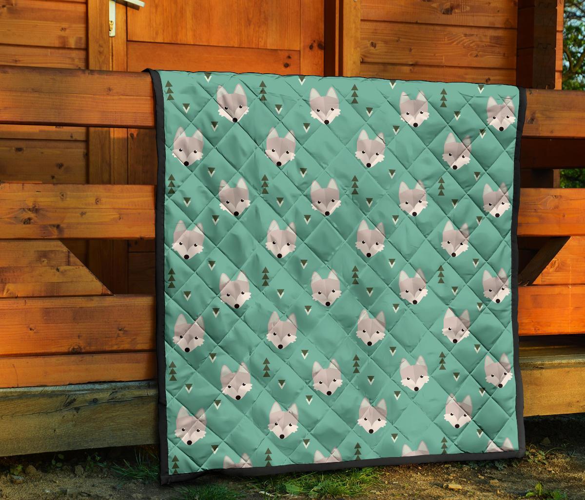Wolf Pattern Print Quilt-grizzshop