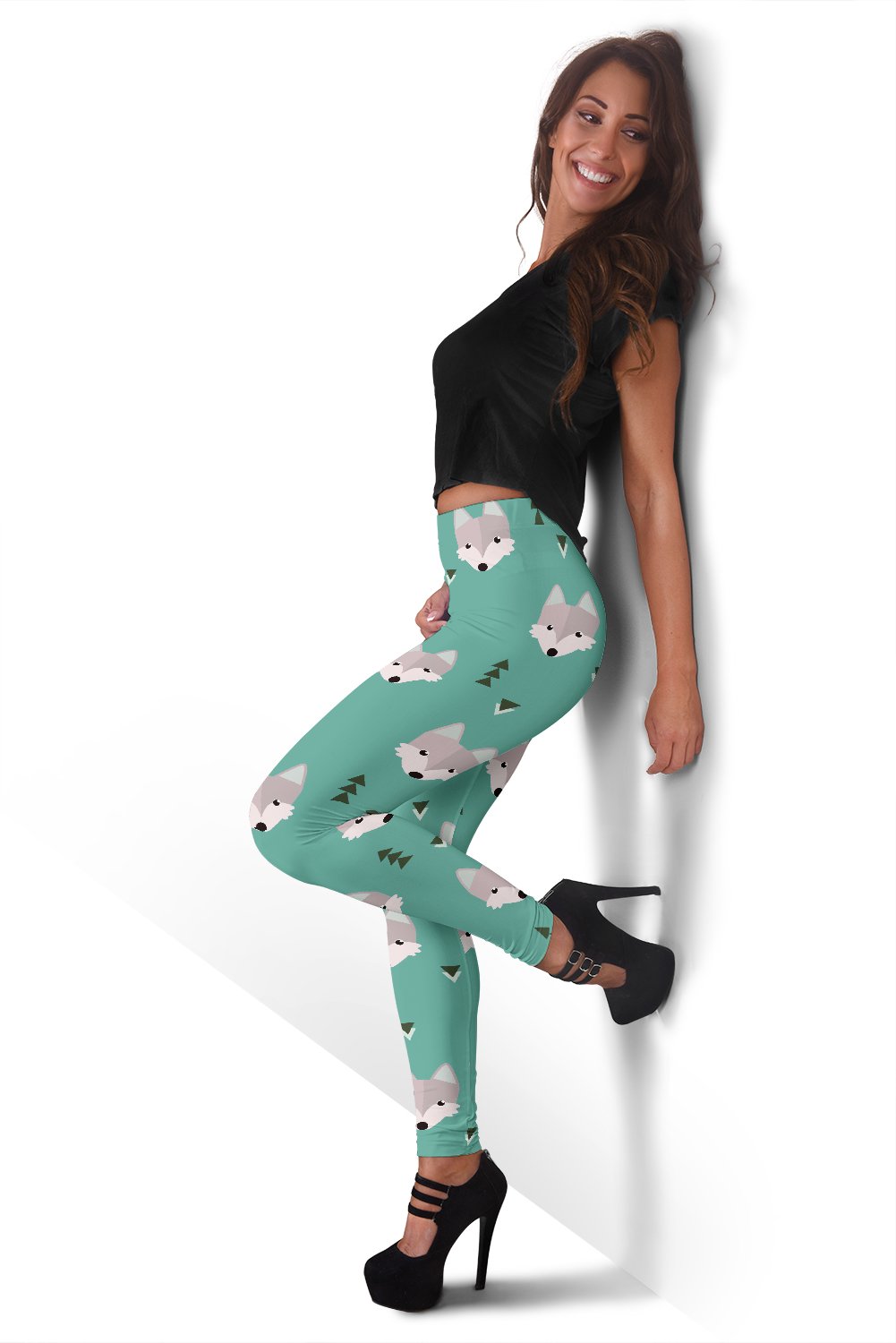 Wolf Pattern Print Women Leggings-grizzshop