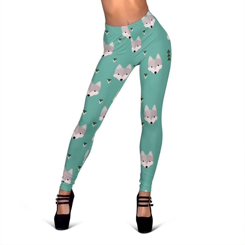 Wolf Pattern Print Women Leggings-grizzshop