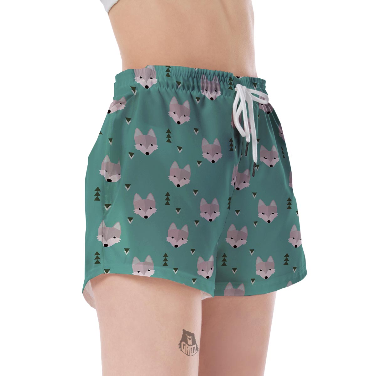 Wolf Pattern Print Women's Shorts-grizzshop