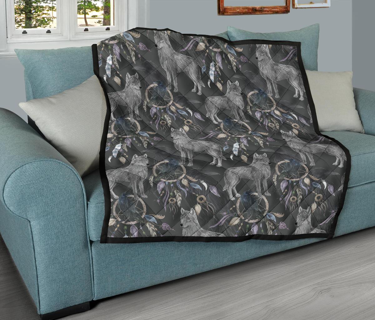 Wolf Print Pattern Quilt-grizzshop