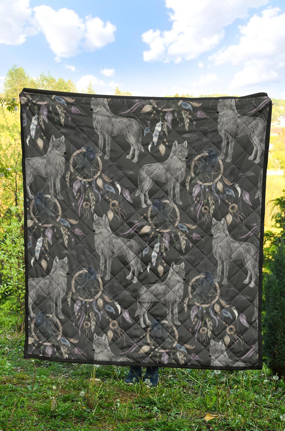 Wolf Print Pattern Quilt-grizzshop
