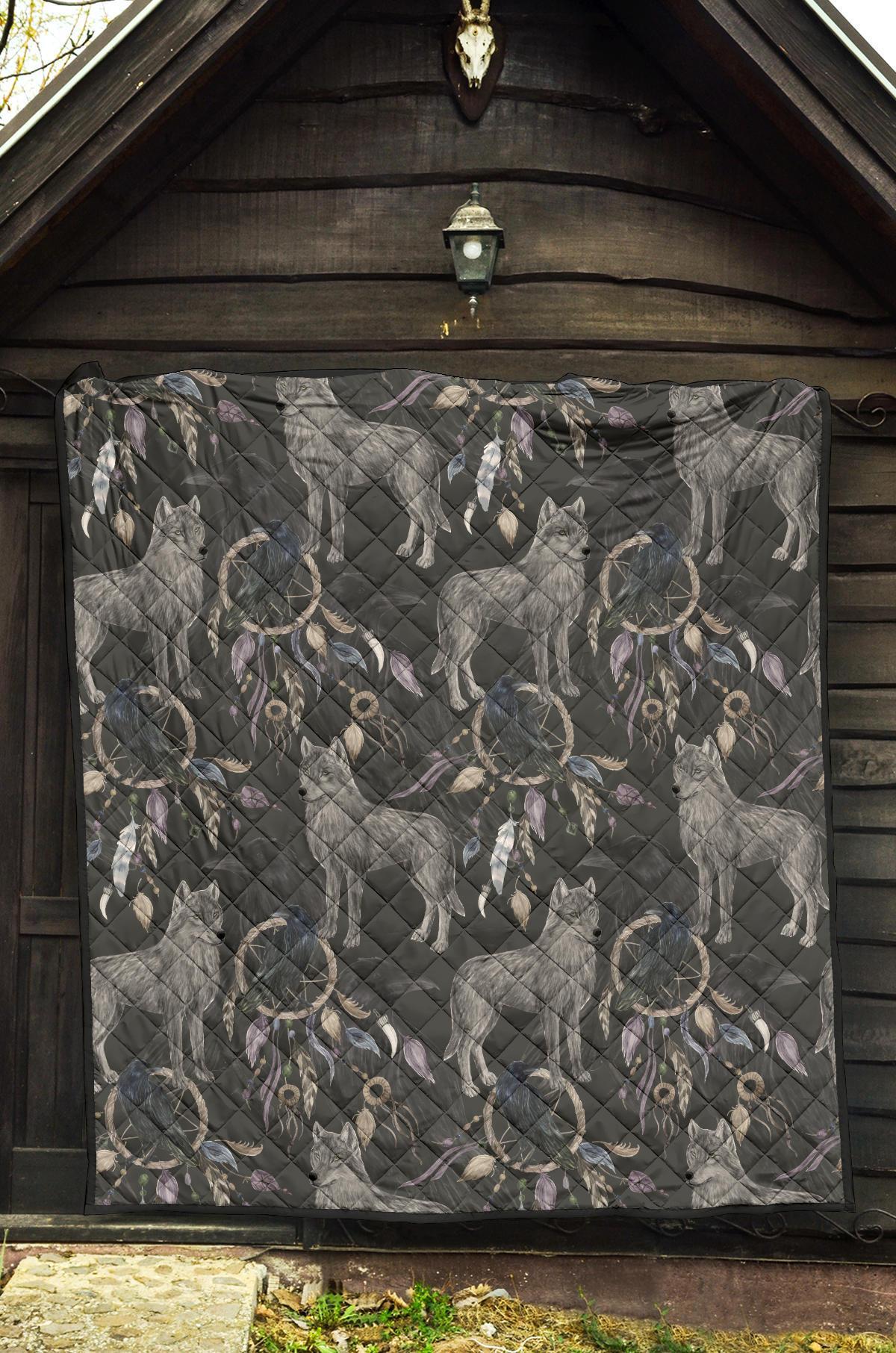 Wolf Print Pattern Quilt-grizzshop
