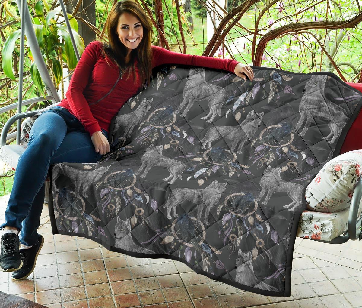 Wolf Print Pattern Quilt-grizzshop