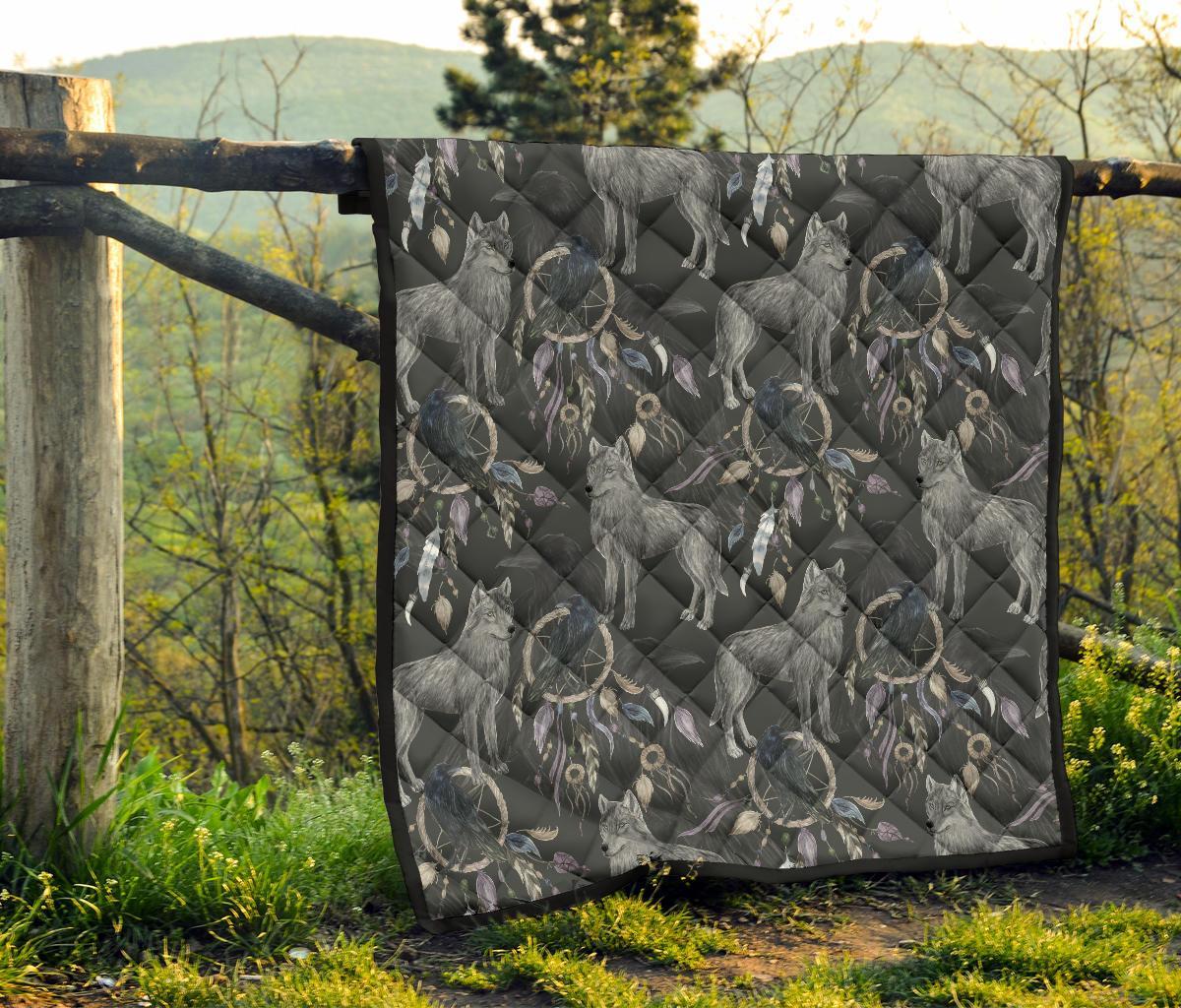 Wolf Print Pattern Quilt-grizzshop