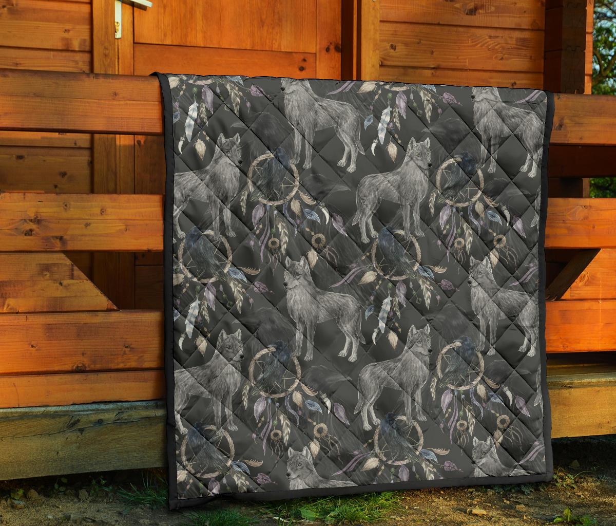 Wolf Print Pattern Quilt-grizzshop