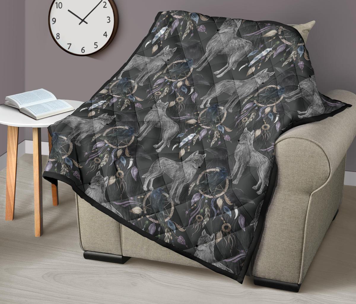 Wolf Print Pattern Quilt-grizzshop