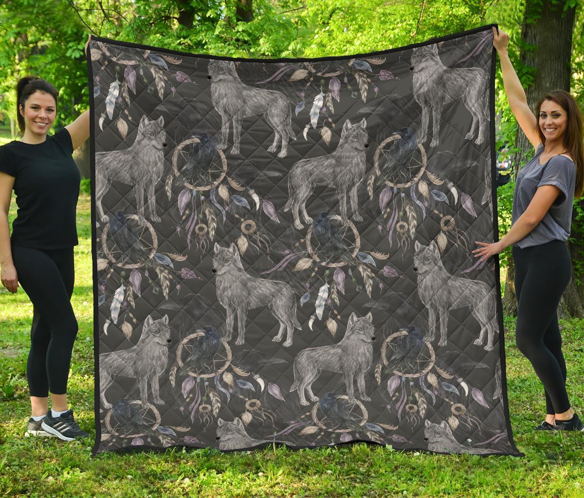 Wolf Print Pattern Quilt-grizzshop