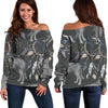 Wolf Print Pattern Women Off Shoulder Sweatshirt-grizzshop