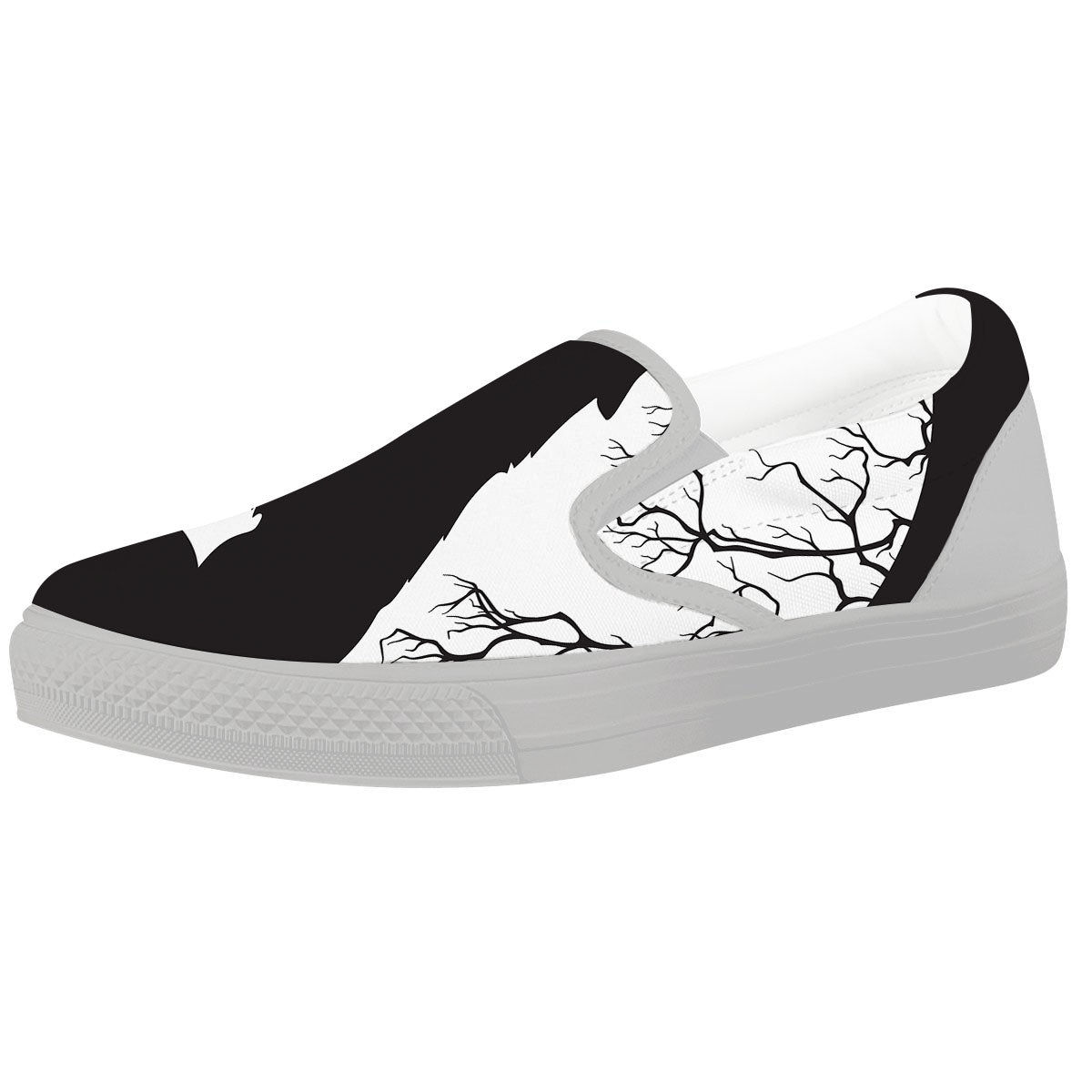 Wolf Spirit And Moon Print White Slip On Shoes-grizzshop