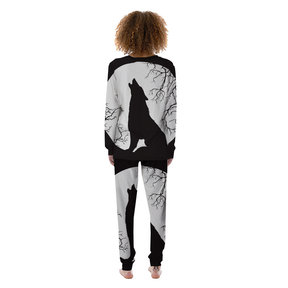 Wolf Spirit And Moon Print Women's Pajamas-grizzshop
