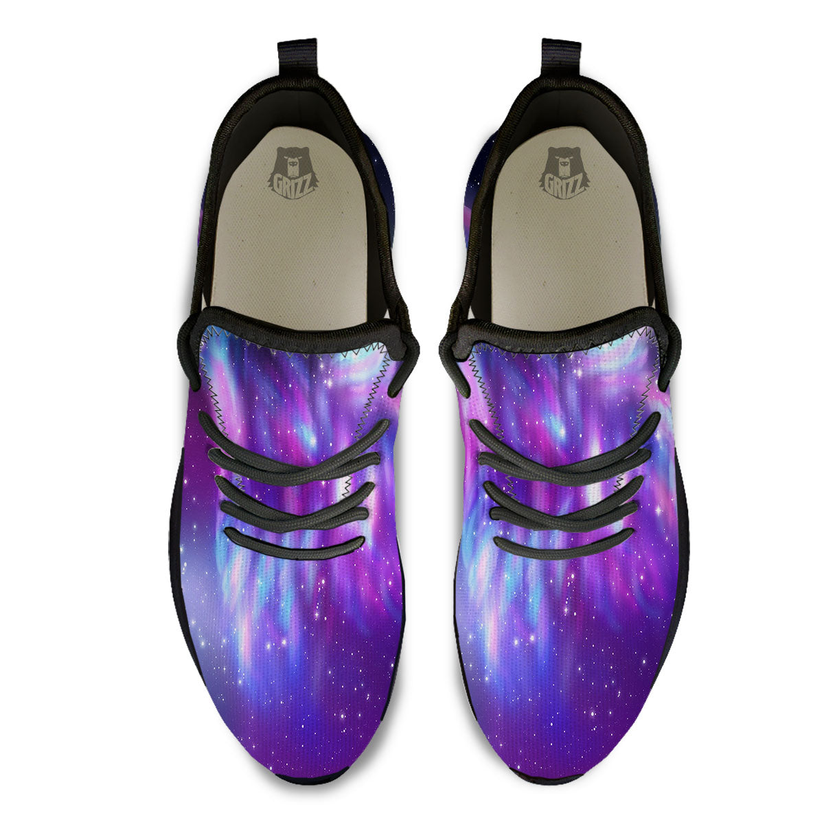 Wolf Spirit Aurora Howling Print Black Athletic Shoes-grizzshop
