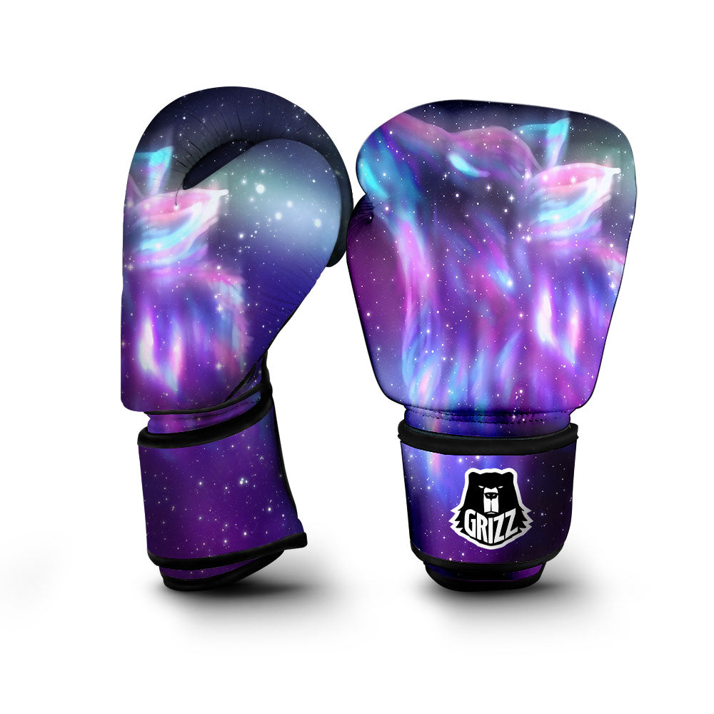 Wolf Spirit Aurora Howling Print Boxing Gloves-grizzshop