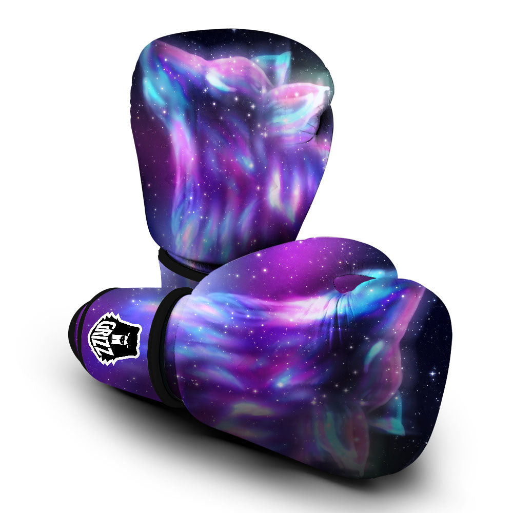 Wolf Spirit Aurora Howling Print Boxing Gloves-grizzshop