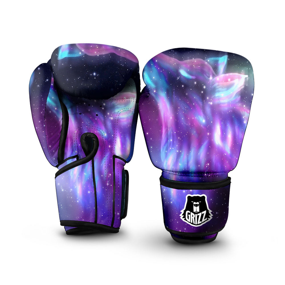 Wolf Spirit Aurora Howling Print Boxing Gloves-grizzshop