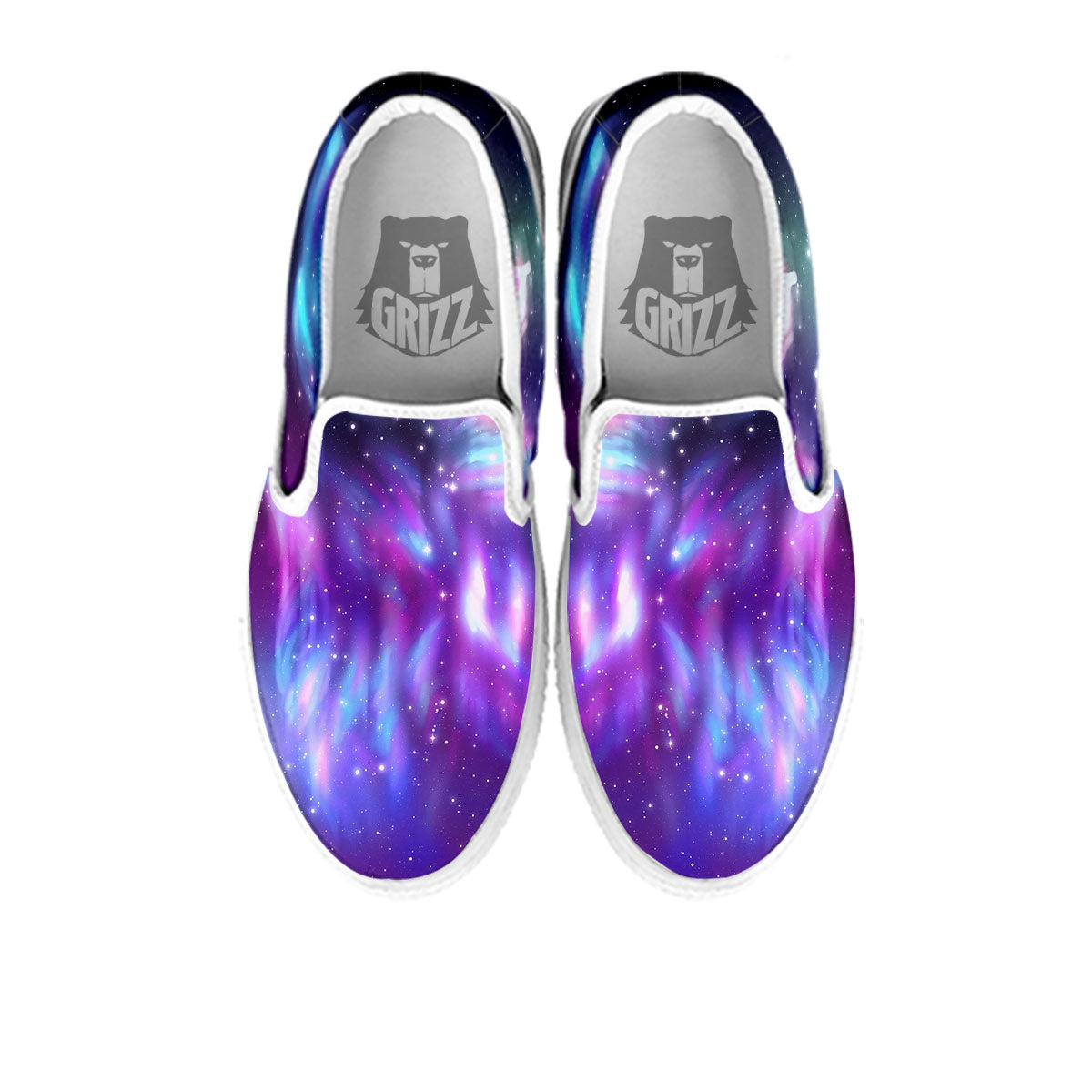 Wolf Spirit Aurora Howling Print White Slip On Shoes-grizzshop
