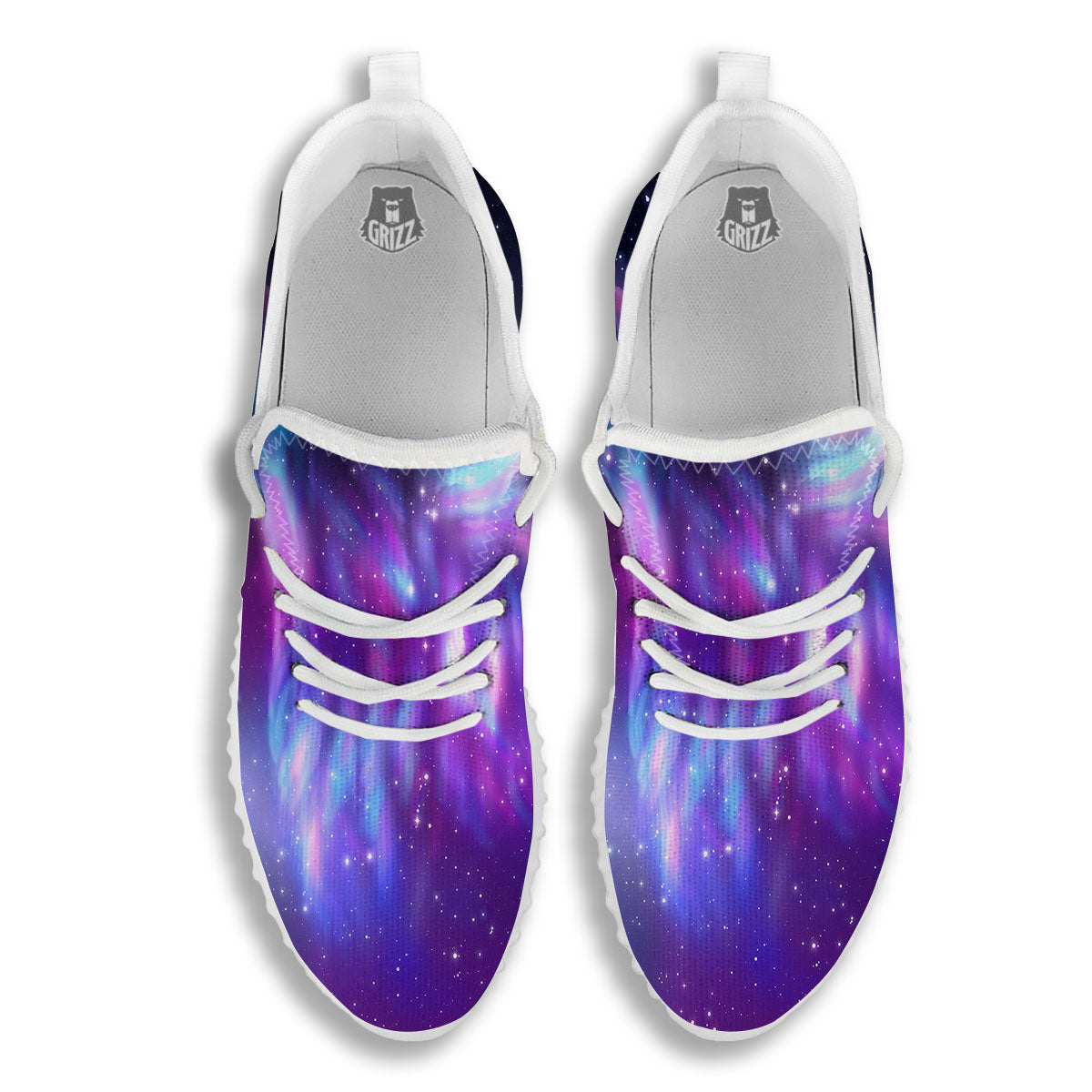 Wolf Spirit Aurora Howling Print White Walking Shoes-grizzshop