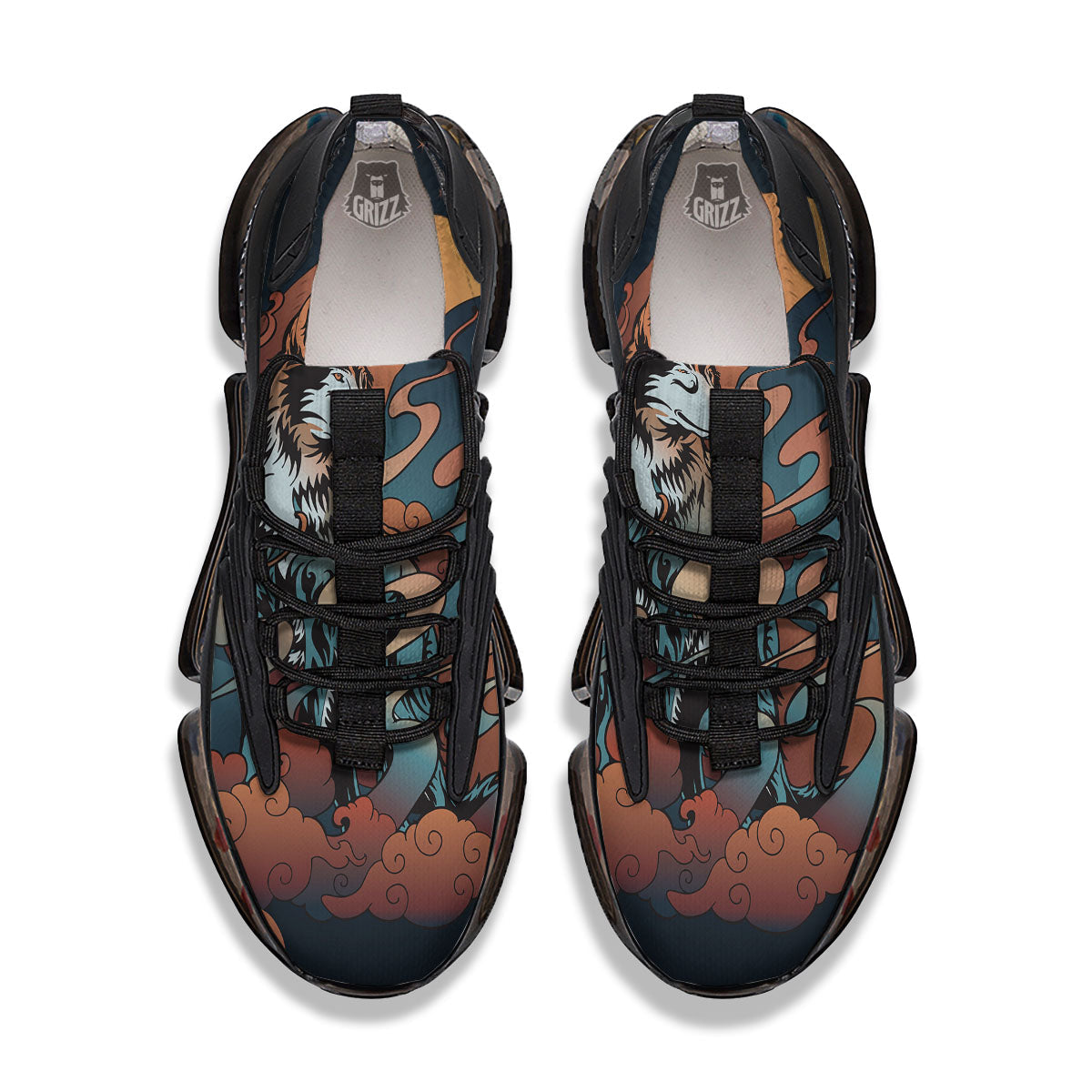 Wolf Spirit Night Forest Print Black Gym Shoes-grizzshop