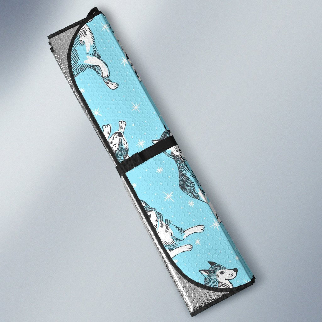Wolf Hand Drawn Pattern Print Car Sun Shade-grizzshop