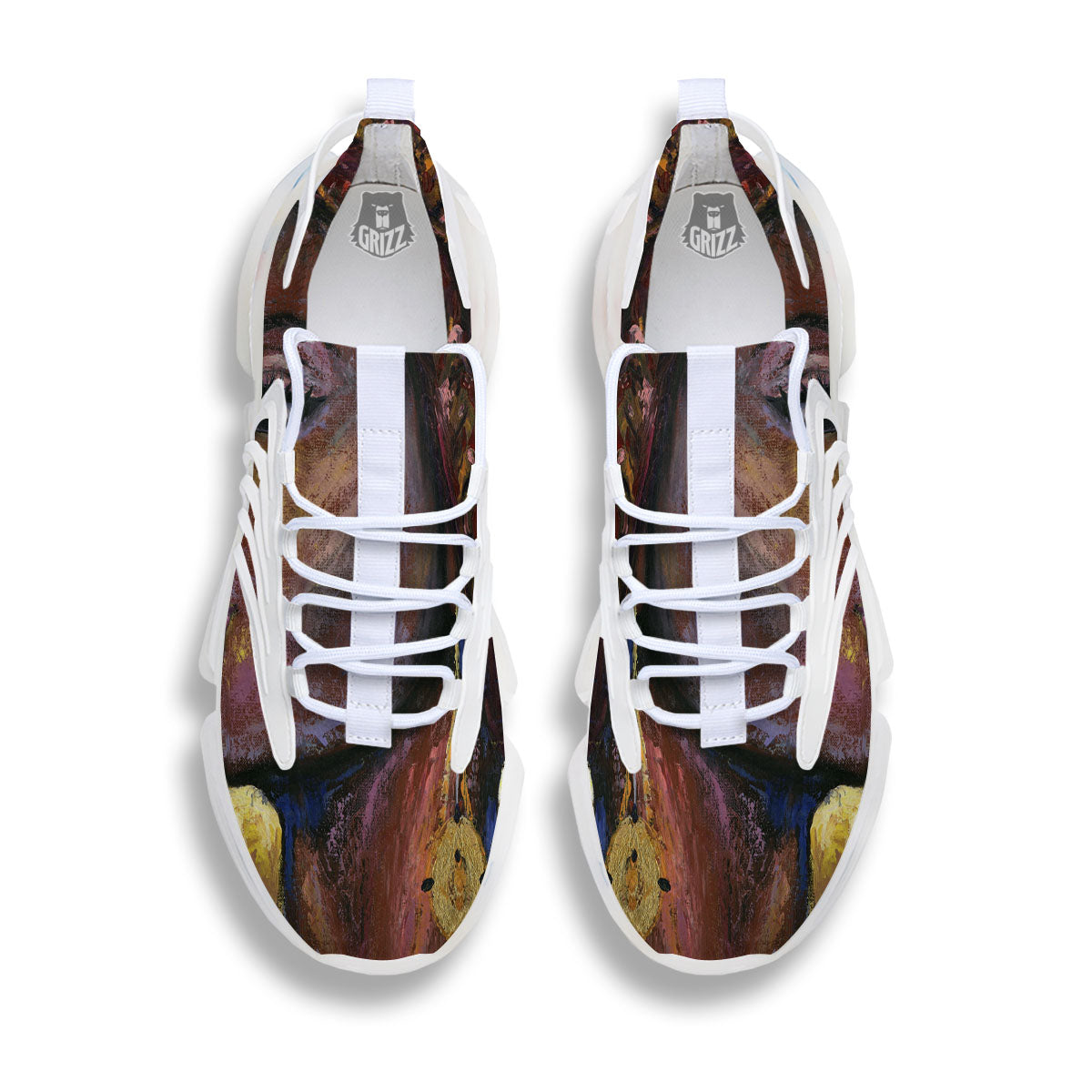 Woman African Print White Gym Shoes-grizzshop