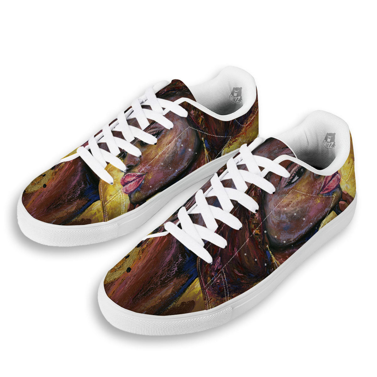 Woman African Print White Low Top Sneakers-grizzshop