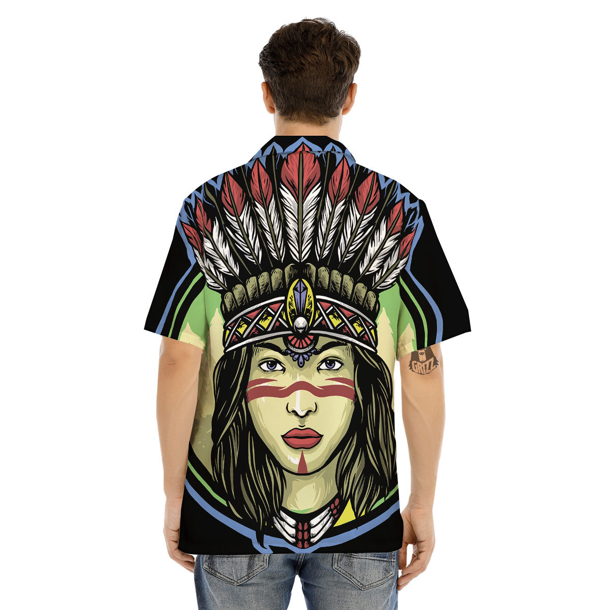 Woman Portrait Native Indian Print Men's Hawaiian Shirt-grizzshop