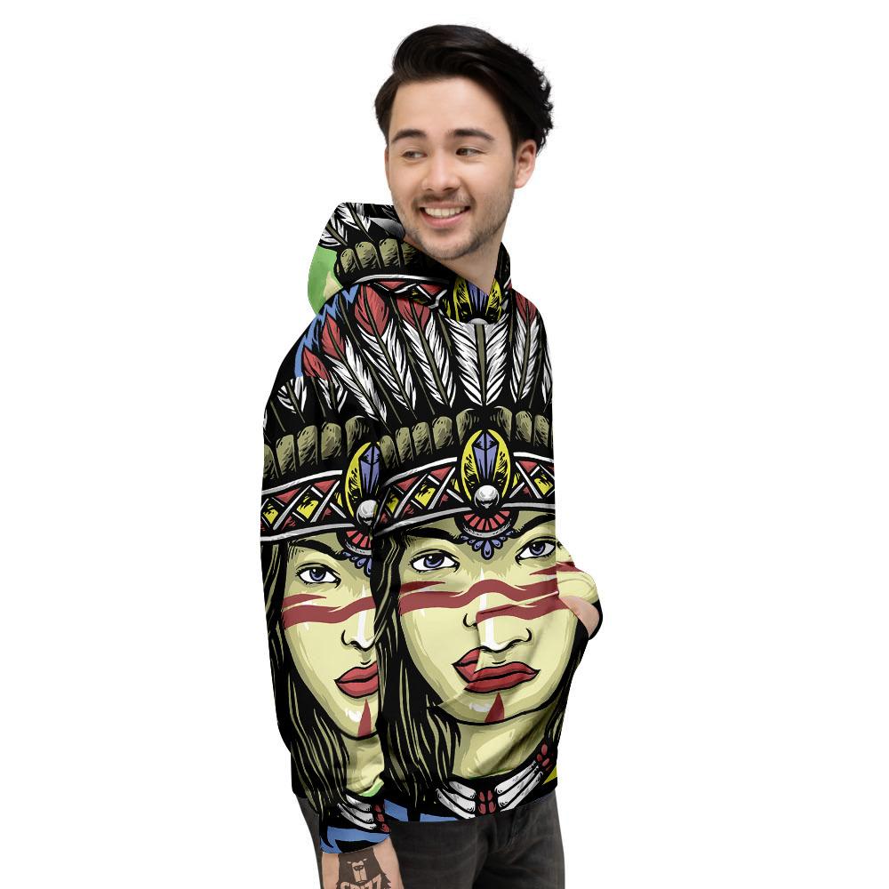 Woman Portrait Native Indian Print Men's Hoodie-grizzshop