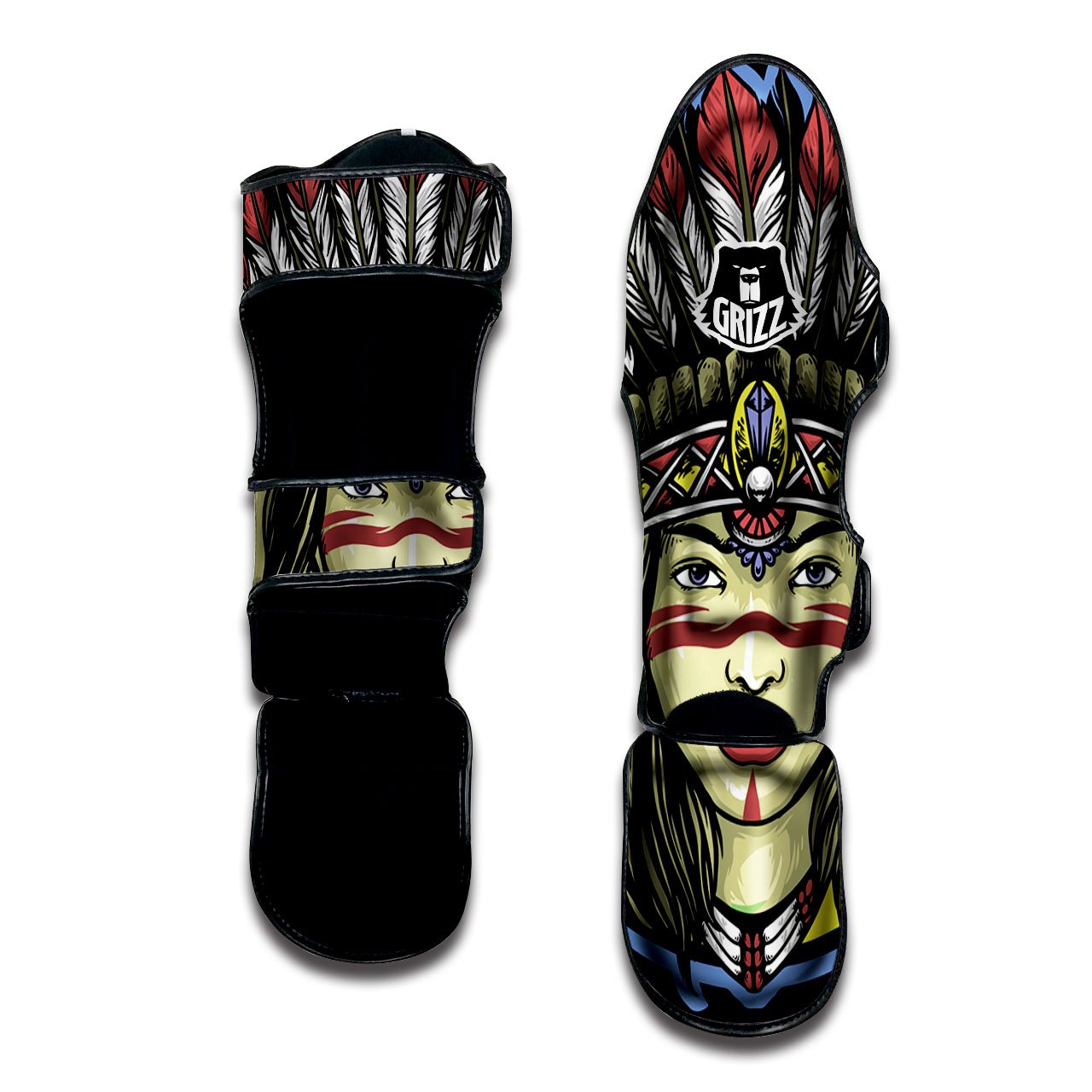 Woman Portrait Native Indian Print Muay Thai Shin Guards-grizzshop