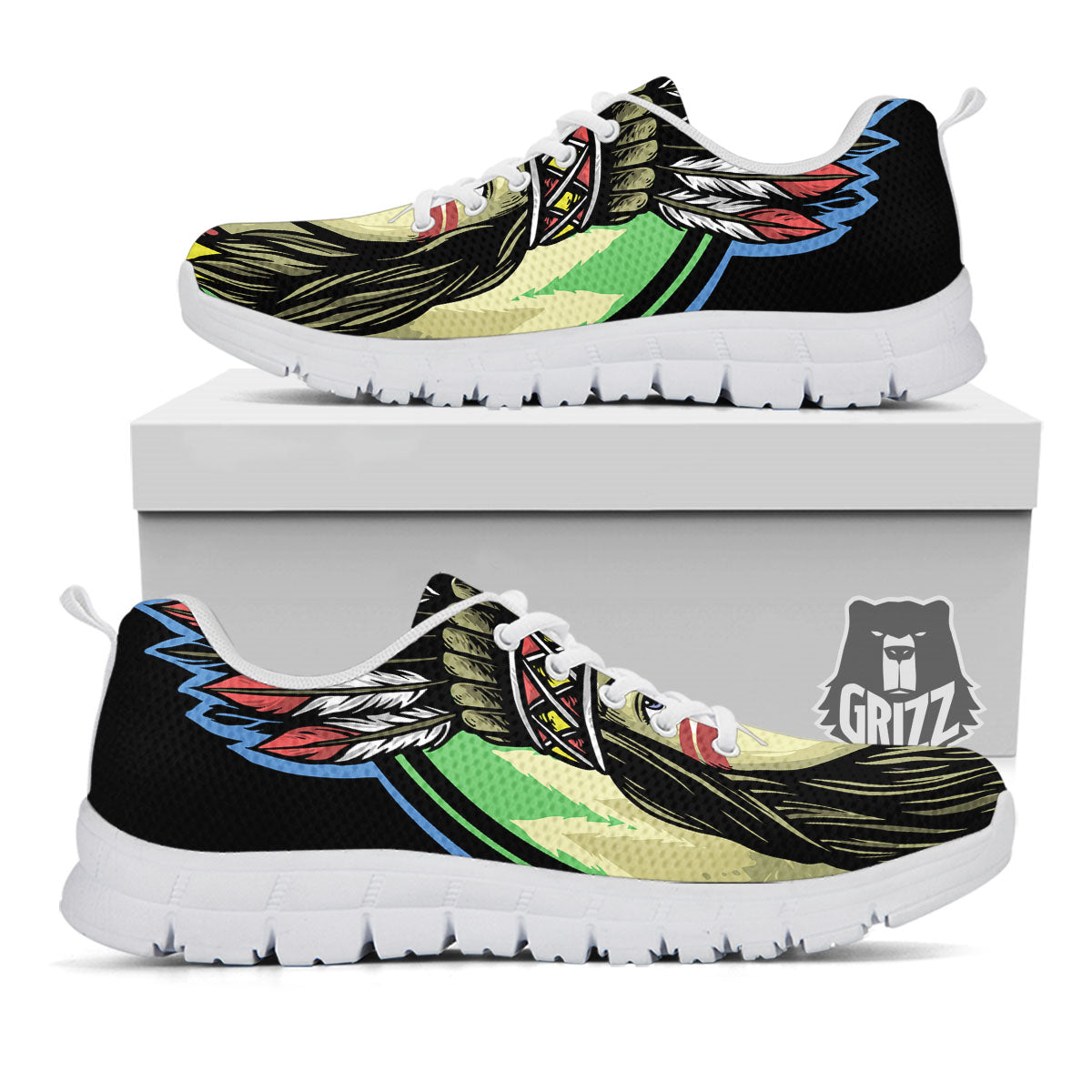 Woman Portrait Native Indian Print White Sneaker-grizzshop